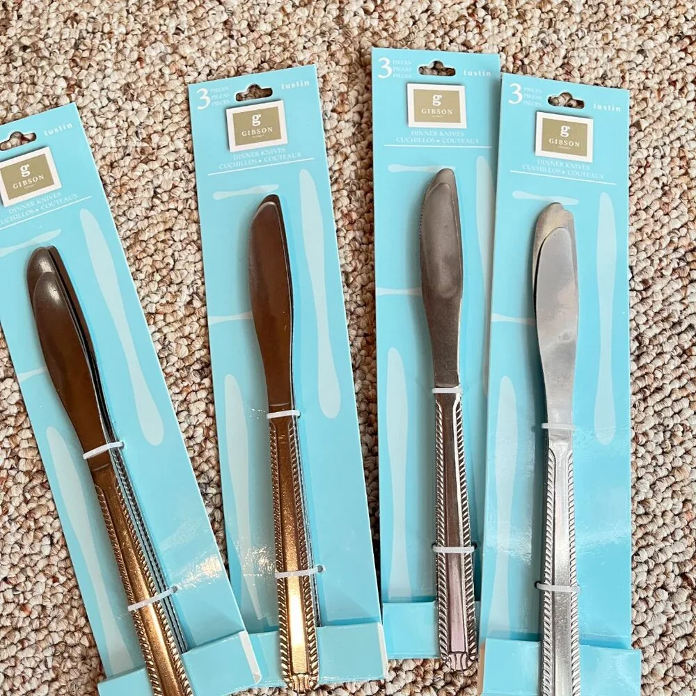 Gibson Tustin Dinner Knives‎ Set 12 Dishwasher Safe (4 sets of 3) (NEW)